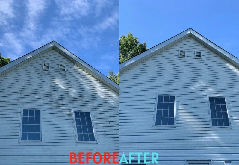 New Franklin Power Washing professional performing house washing service in New Franklin