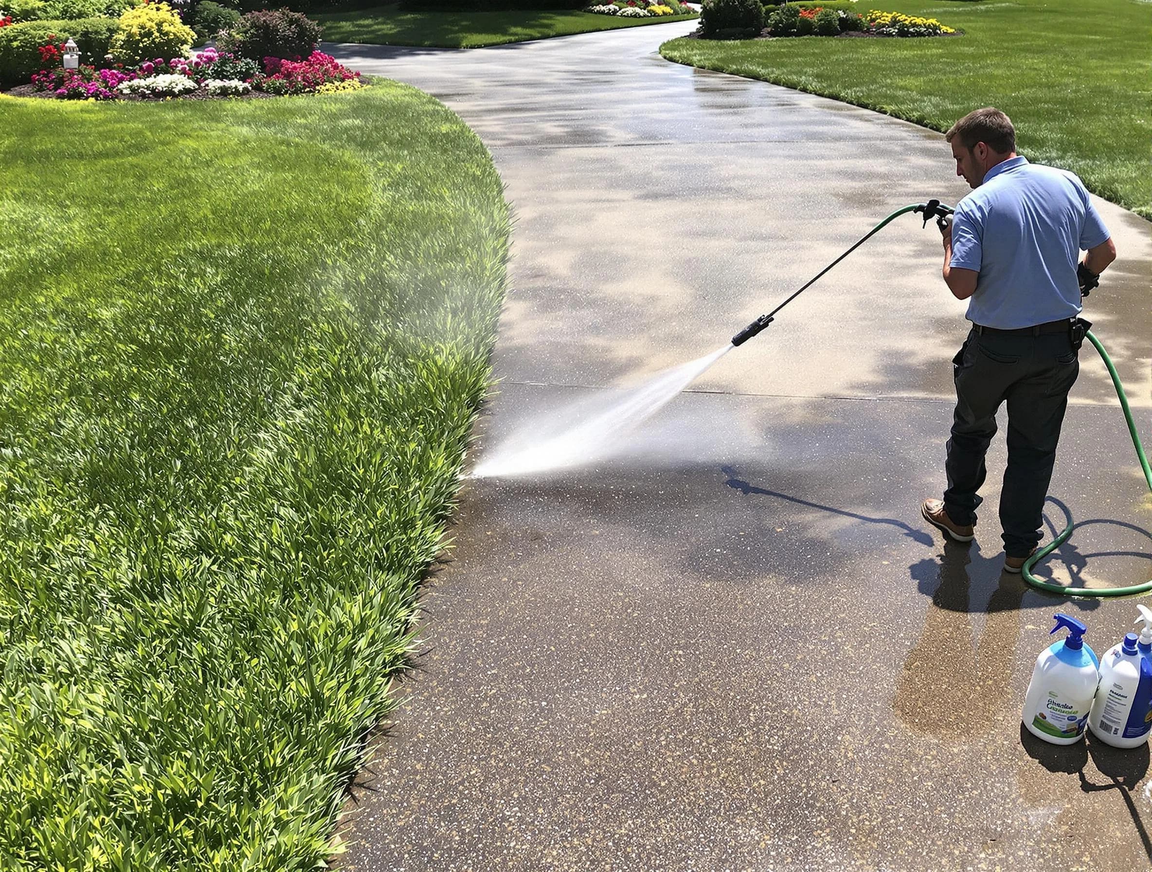 Before and after pressure washing by New Franklin Power Washing in New Franklin